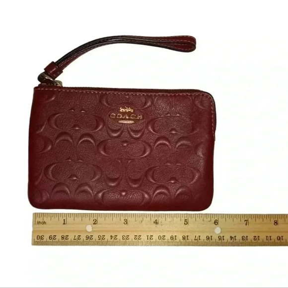 Coach Signature Leather Corner Zip Wristlet Clutch Wallet - Picture 2 of 5